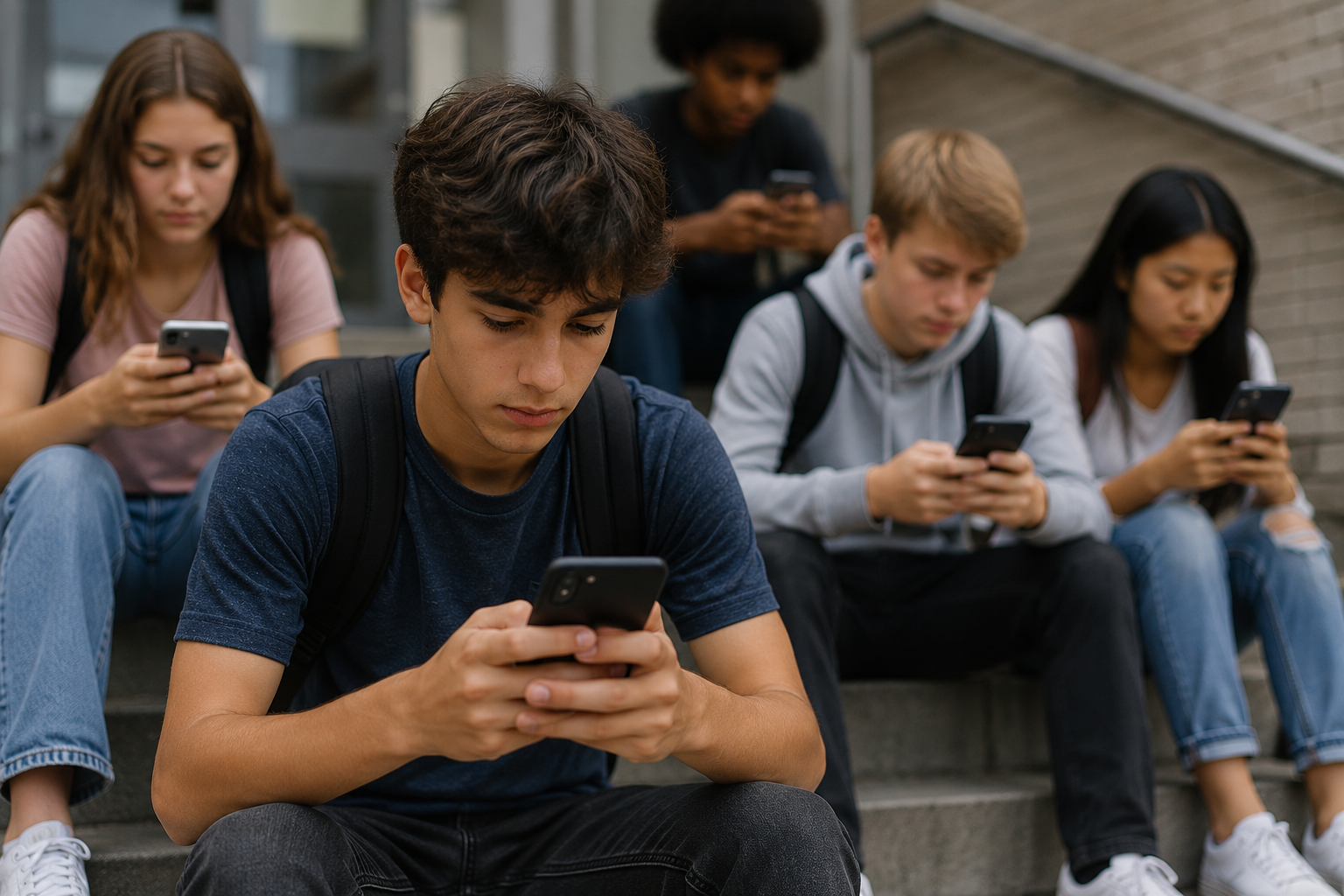 A phone and school notebook representing teen social media use and family routines.