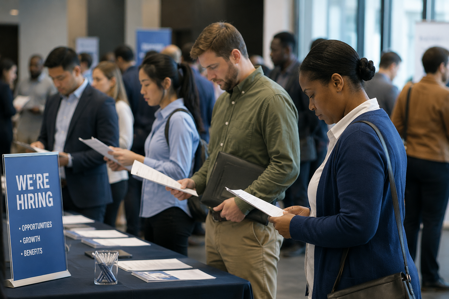 A job-search setup representing weekly unemployment claims and labor-market uncertainty.