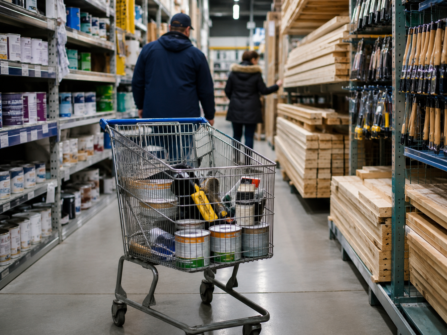A home improvement store aisle representing consumer spending on home projects.