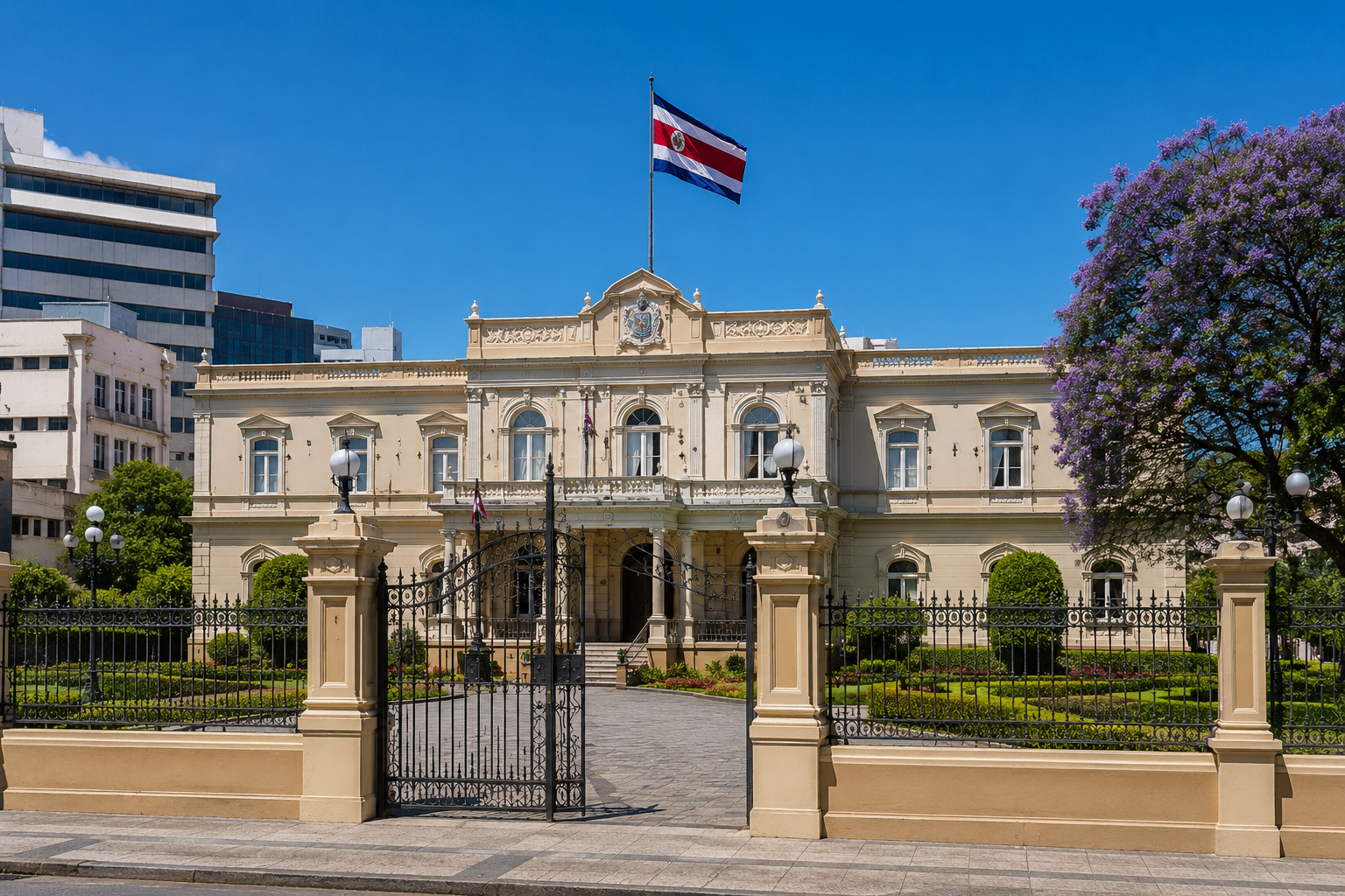 Costa Rica flag waving outdoors