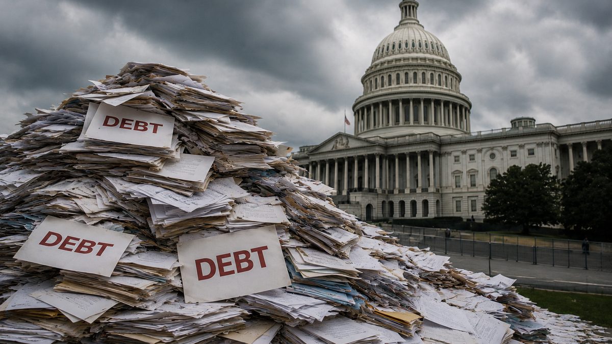 Budget charts, folders, and calculator on a congressional office desk.