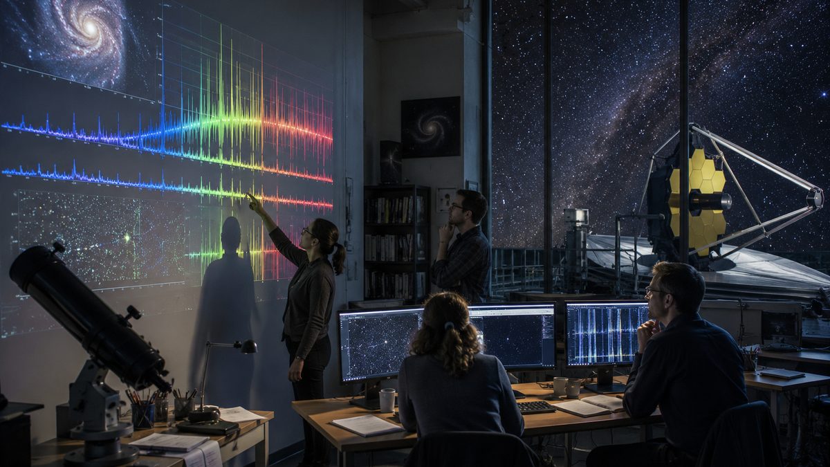 Astronomers examine spectroscopy data used to study the atmospheres of distant exoplanets.
