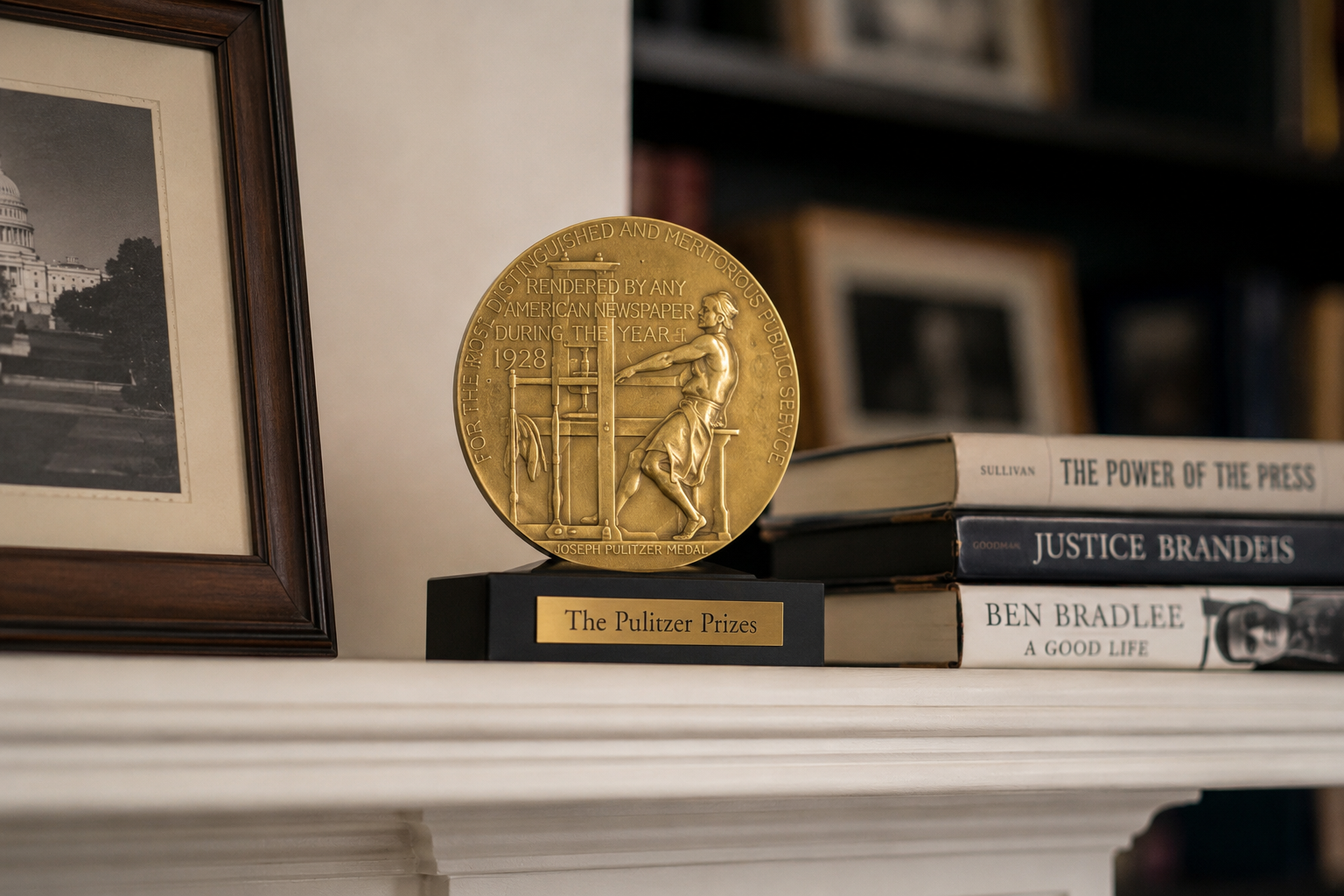 A stack of books representing Pulitzer Prize-winning literature.