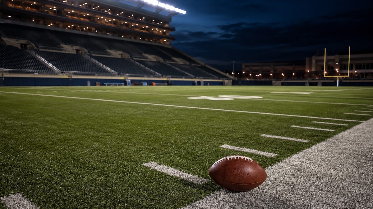 Empty football field before a playoff game.