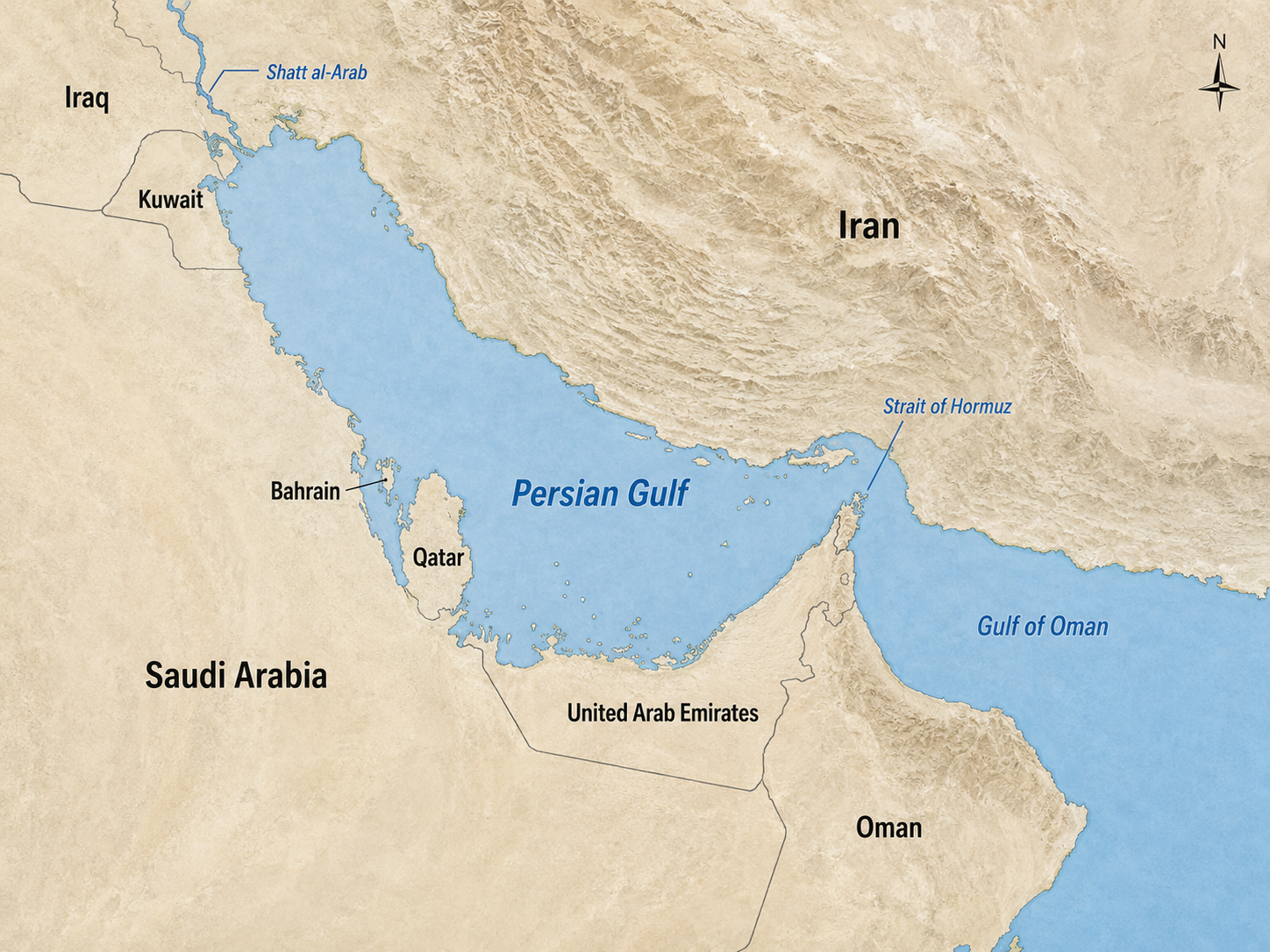 A Gulf region map and briefing materials sit on a defense analysis table.