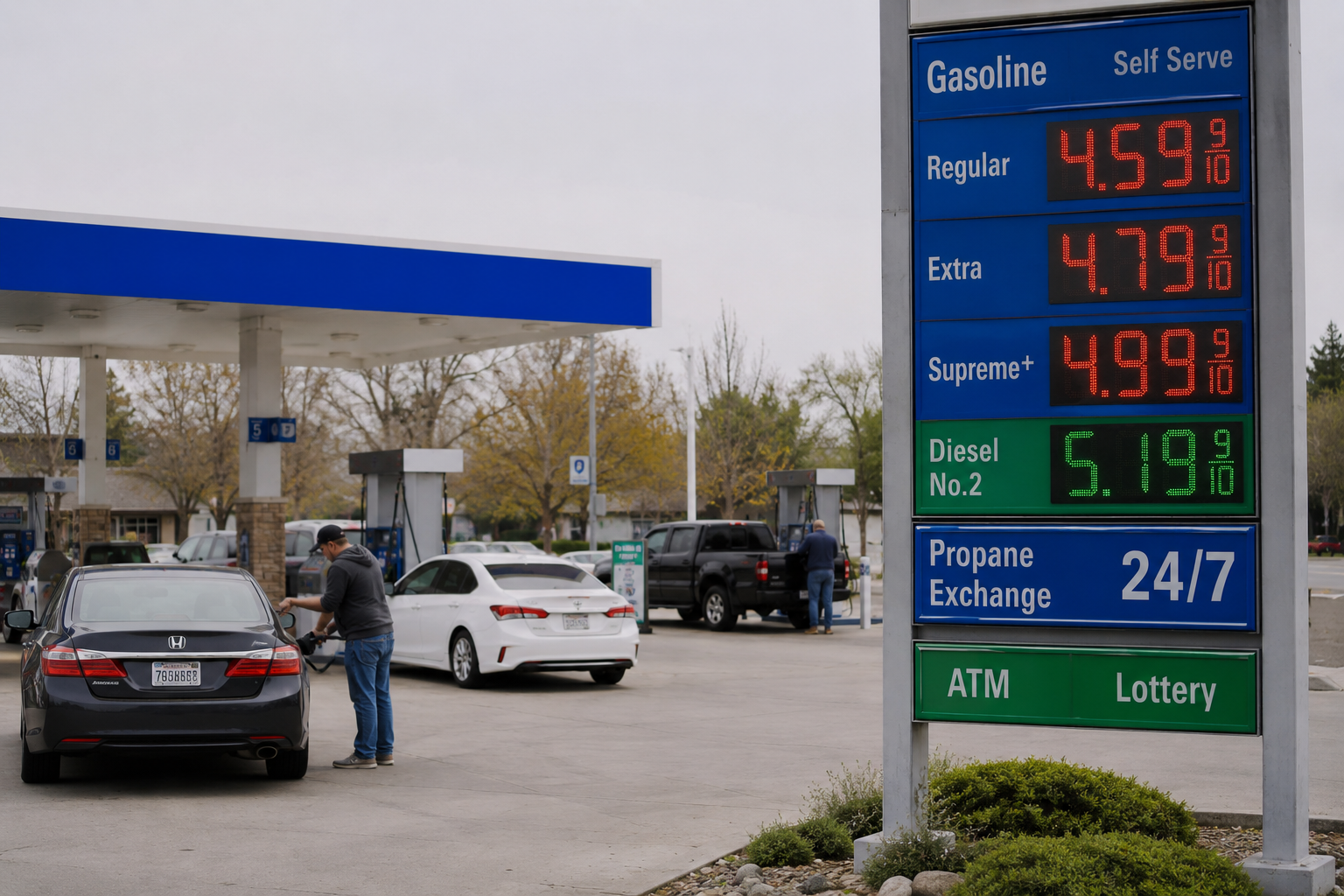Drivers refuel vehicles as fuel price concerns remain in focus nationally.