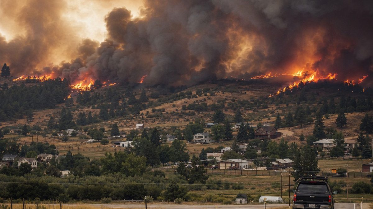 A wildfire monitoring desk with satellite imagery, maps and emergency planning materials.